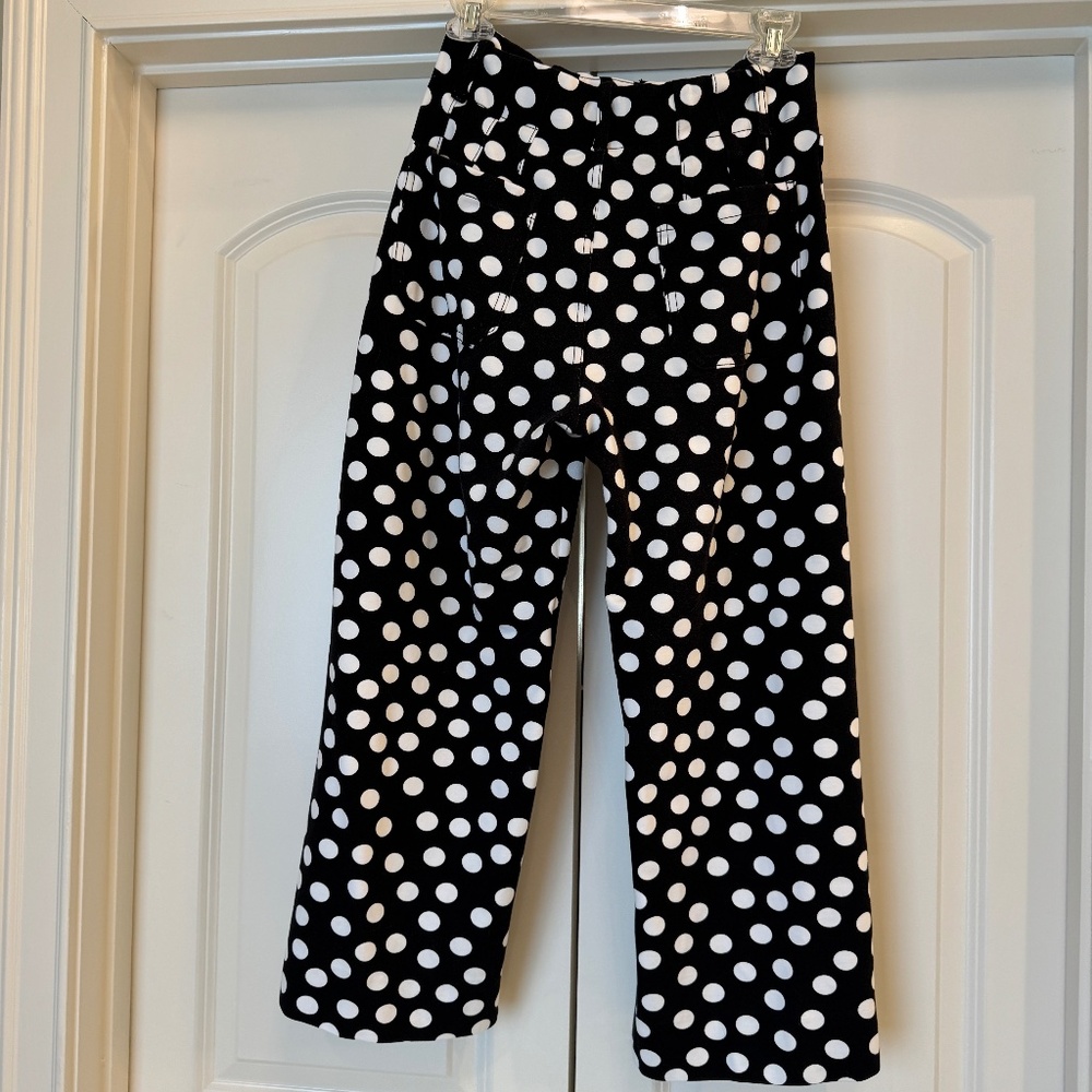 Maeve Anthropologie Colette Ponte Pants 29 Black White Polka Dot - Picture 2 of 3